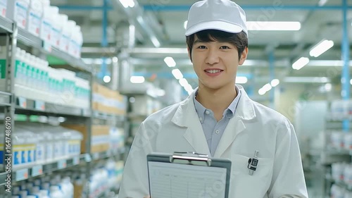 Hygienic Plant Staff Speaking in Production Area. Generative AI