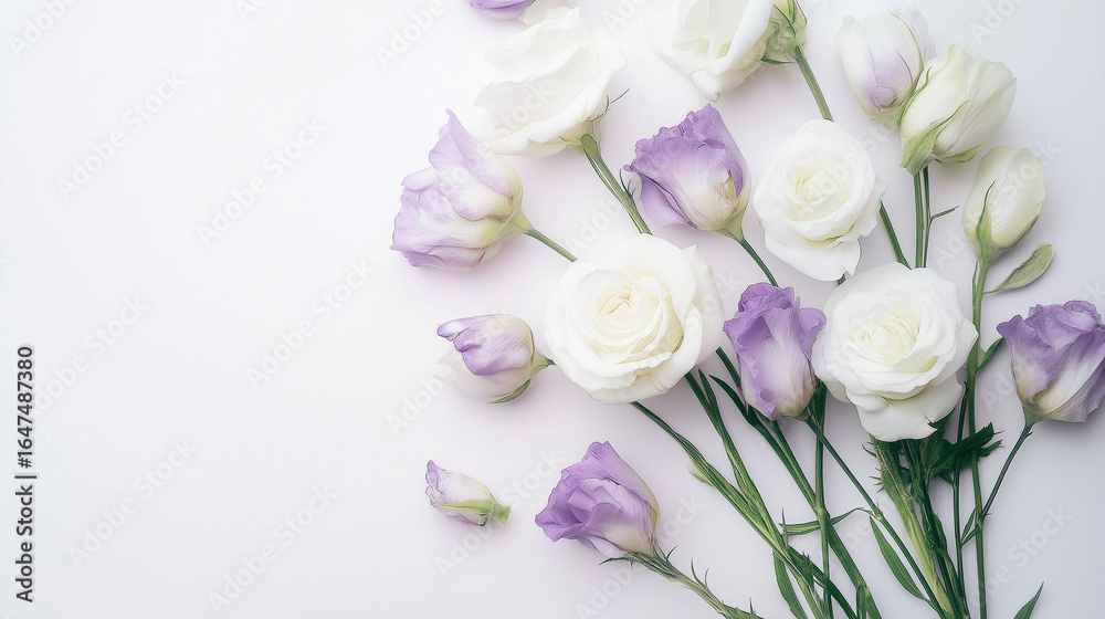 Flores Eustoma Brancas e Roxas Flores Eustoma Brancas e Roxas