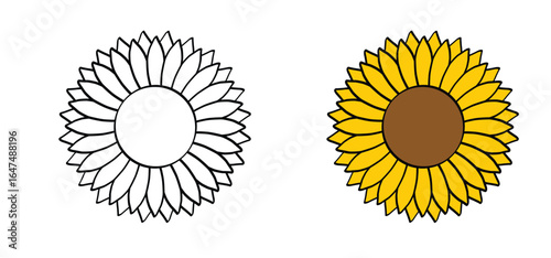 Cartoon sunflowers icon. Sunflower line pattern. Summer, yellow sun flower plant.
Symbol for disabilities, who need extra help or assistance.