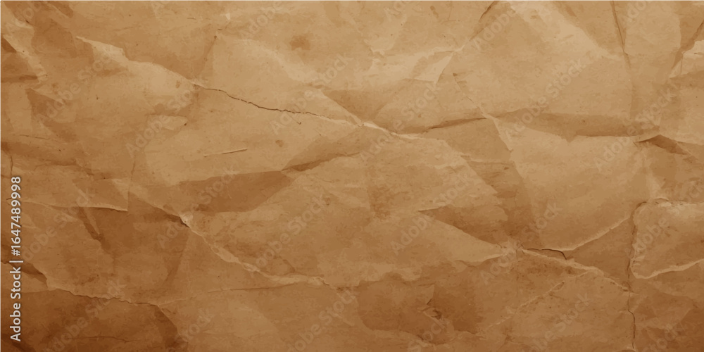 Obraz premium AI Generated Seamless Crumpled Recycled Brown Paper Texture for Graphic Design, Print and Web Use.