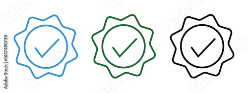 Outline Check Mark Badges for Approval and Certification