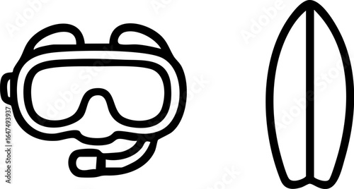 Diving and Surfing Icons.