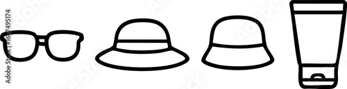 Summer Essentials Sunglasses Hats Sunscreen.