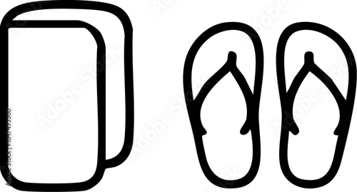 Summer Vacation Essentials Towel and FlipFlops Icon.