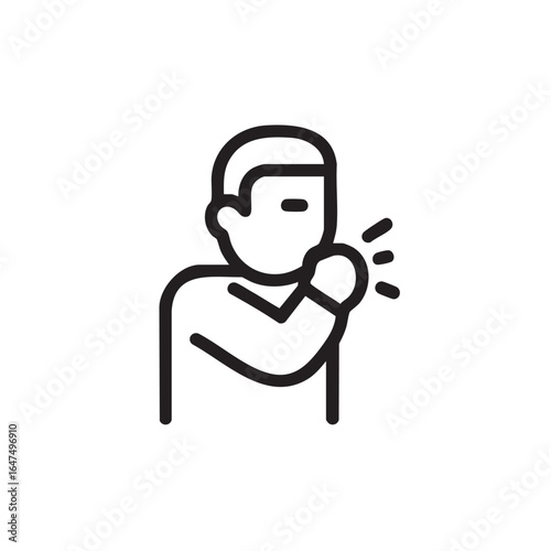 A simple icon of a person sneezing or coughing into their elbow.