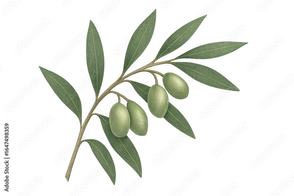 Naklejka premium Olive branch with green olives and leaves on transparent background