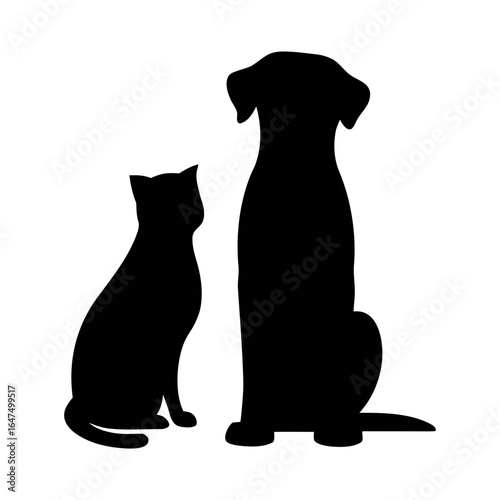 Silhouette of cat and dog vector art for pet lovers and animal rescue organizations design needs and projects