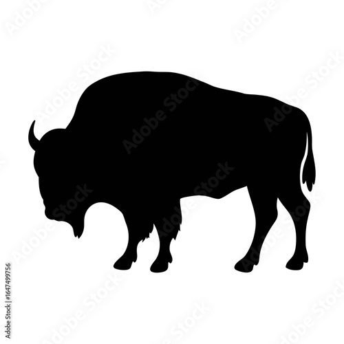 Bison silhouette vector illustration of american buffalo wildlife animal for design needs
