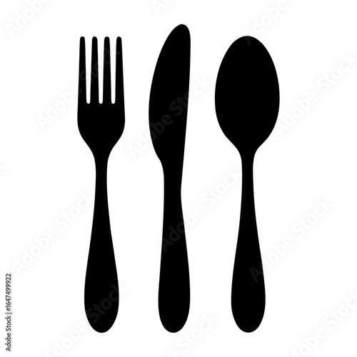 Fork knife and spoon flatware vector illustration for restaurant menu and kitchen design needs