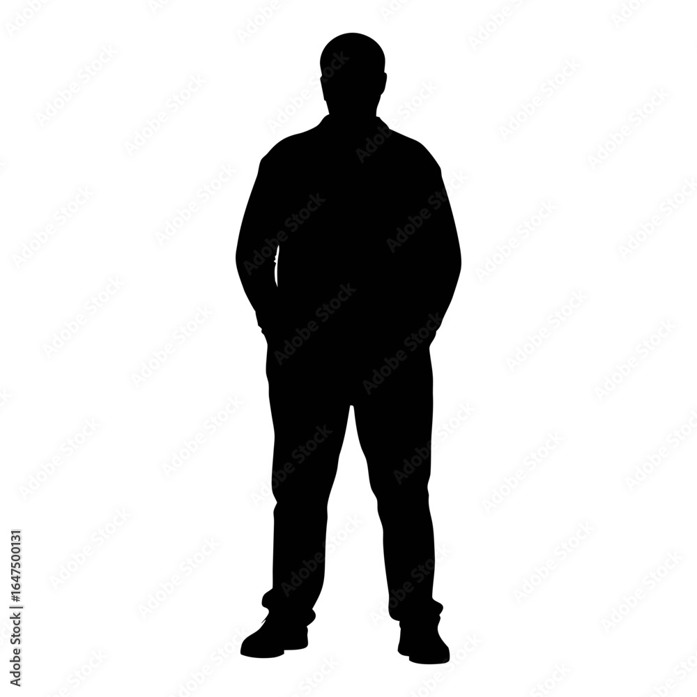 Fototapeta premium Silhouette of man standing full body vector illustration black and white image design art