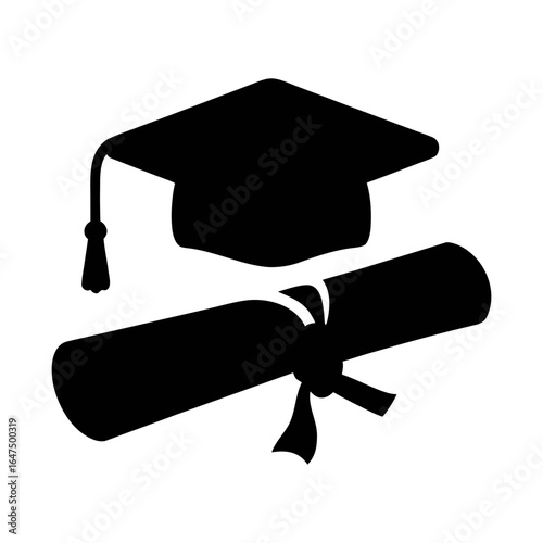 Graduation cap and diploma vector illustration for education success and achievement design
