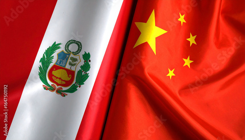 Peruvian and Chinese flag. Commercial agreement
