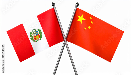 Peruvian and Chinese flag. Commercial agreement