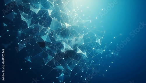 Futuristic Technology Background with Plexus Geometric Shapes Connecting Data Points in a Digital Network for Innovation and Communication of Complex Systems