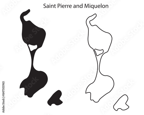 Saint Pierre and Miquelon map silhouette vector. Clean black outline of the French island territory, perfect for design, travel, and infographic use