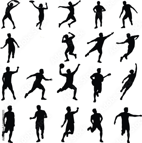 Wallpaper Mural Silhouette of active people performing various dynamic sports and movements, fitness poses, athletic actions, with artistic background design elements Torontodigital.ca