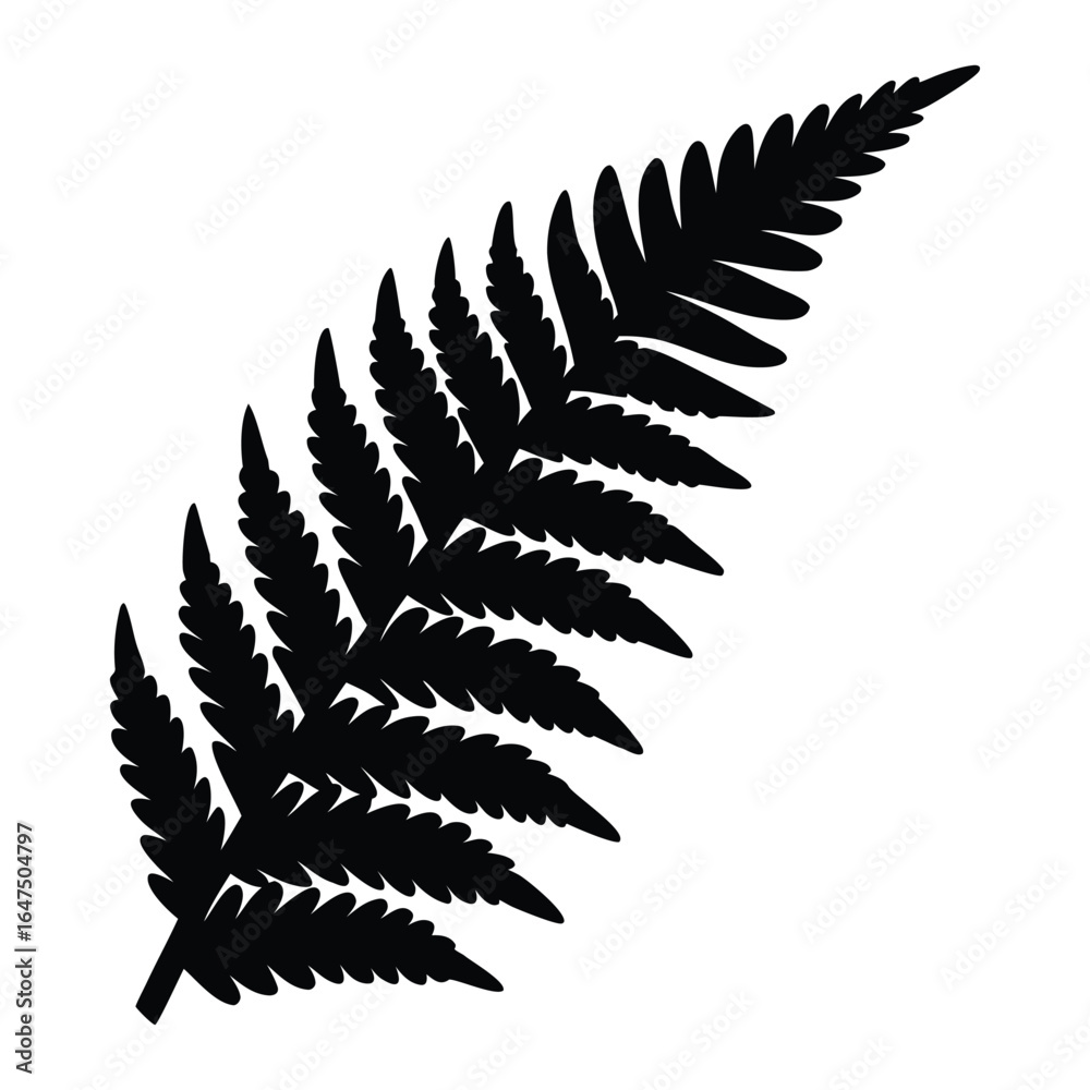 Naklejka premium Black fern frond silhouette vector illustration for botanical designs and nature inspired art work