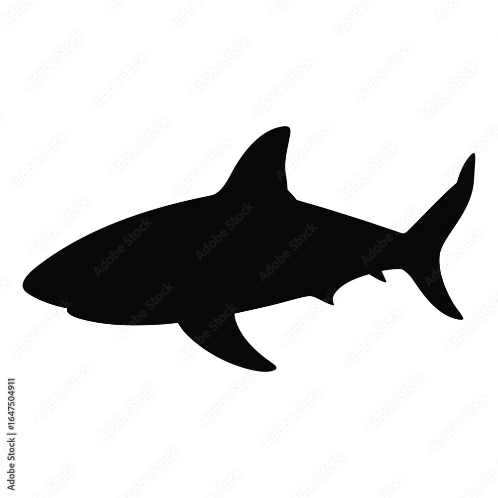 Obraz premium Shark silhouette vector illustration great white shark ocean predator sea animal marine life design graphic