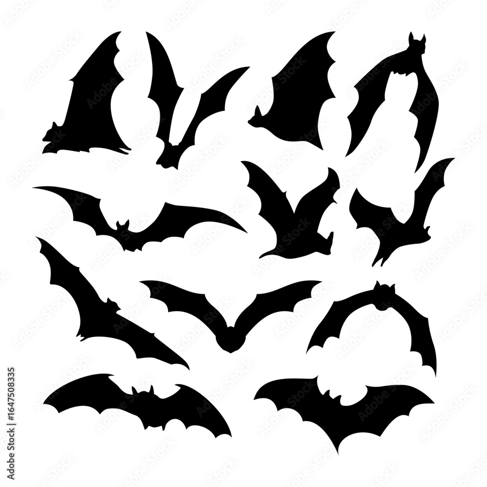 Naklejka premium set of flying bat silhouettes