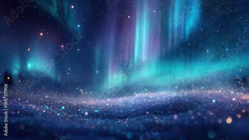 Mystical night sky aurora borealis