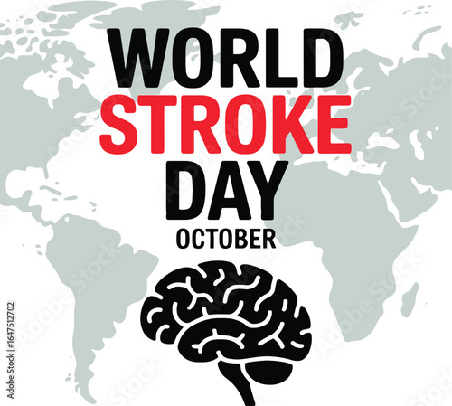 World Stroke Day October - Awareness and Prevention Campaign with Brain Icon