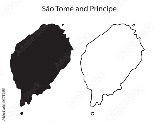 Sao Tome and Principe map silhouette clean black outline of African island nation for graphic design, logos and educational materials
