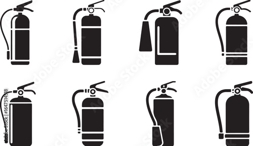 Fire Extinguisher Icons in Black and White