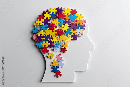 Wallpaper Mural Colorful puzzle pieces forming a head Torontodigital.ca