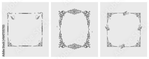 Hand drawn vector abstract outline,graphic,line vintage baroque ornament floral frame in calligraphic elegant modern style.Baroque floral vintage outline design concept.Vector antique frame isolated.