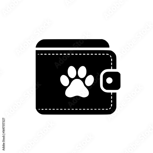 Vector wallet graphic featuring small paw print icon for pet charity spending or vet payment apps