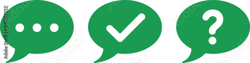Chat communication speech bubble question mark checkmark dots dialog conversation message icon symbol graphic silhouette
