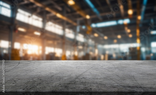 Foto Industrial workspace with concrete countertop and blurred background showing war