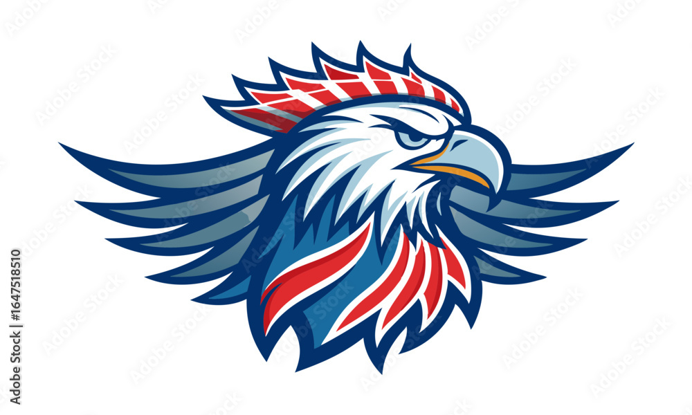 Obraz premium Download A Regal Eagle With A Flowing Mane Designed To Resemble The American Flag Eps File For Design.