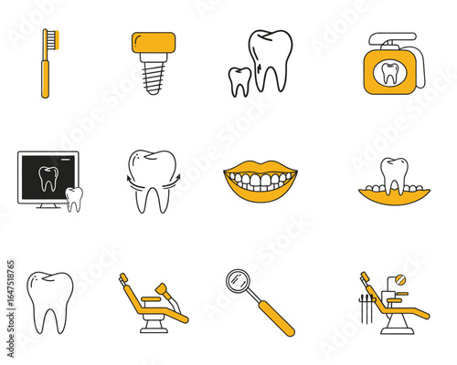 Vector Illustration Set of Dental Tools and Equipment