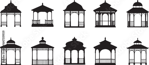 Gazebo Designs and Icons in Black and White