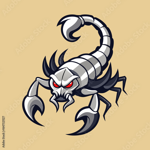 Download Aggressive  And White Scorpion For Tattoos Vector Illustration . This Icon Concept Isolated Premium Vector. Flat Cartoon Style Svg File For Design.