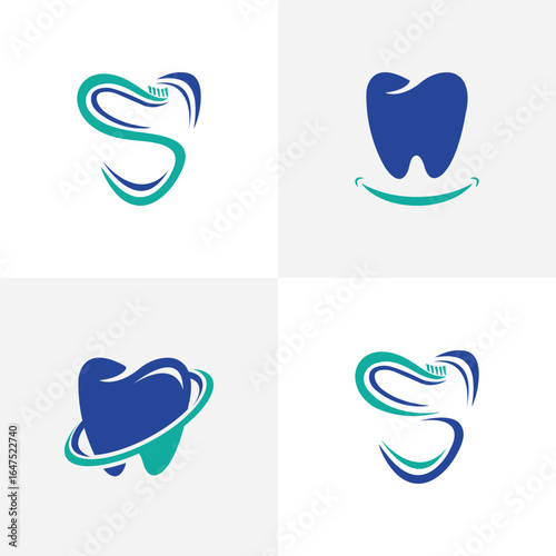 dental teeth logo design bundle collection modern minimal dentist tooth healthcare concept