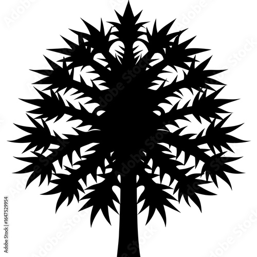 black and white uncommon tree vector illustration