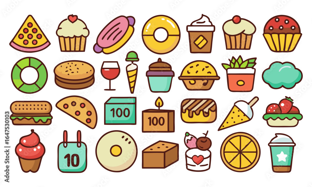 Fototapeta premium Download All Food Icons Set. Vector Illustration . This Icon Concept Isolated Premium Vector.
