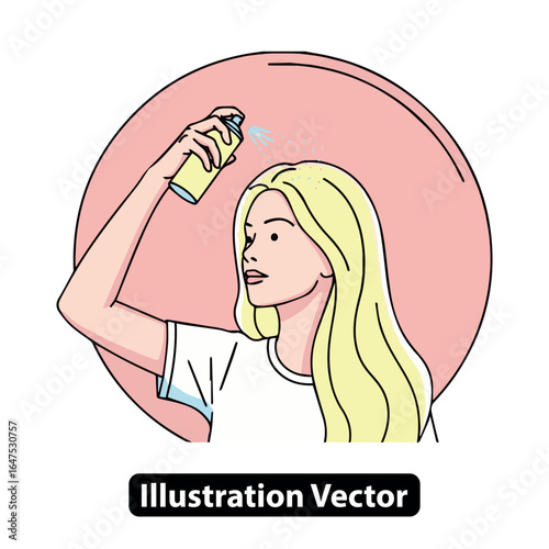 Woman Applying Hairspray Illustration Vector