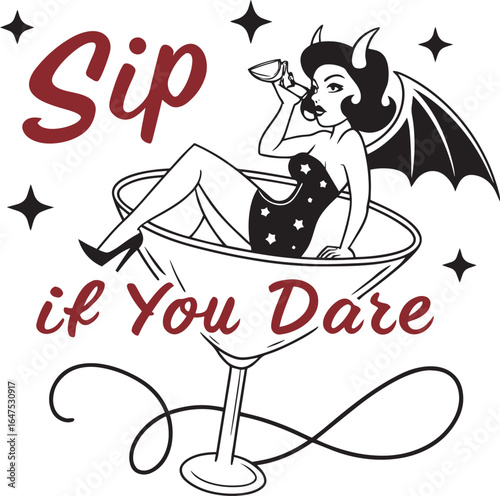 Halloween Pin-up Girl Devil Illustration SVG T Shirt Design