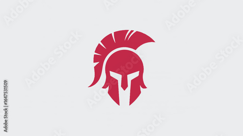 Red Spartan Helmet Logo on White Background greek helmet warrior helmet