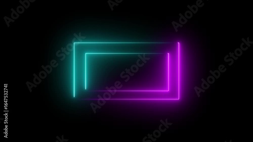 neon light square frame. box with let glow . laser gradient border. glowing colorful rectangle frame perfect vector clip art for your design. neon rectangular frame vector image .blue and violet color
