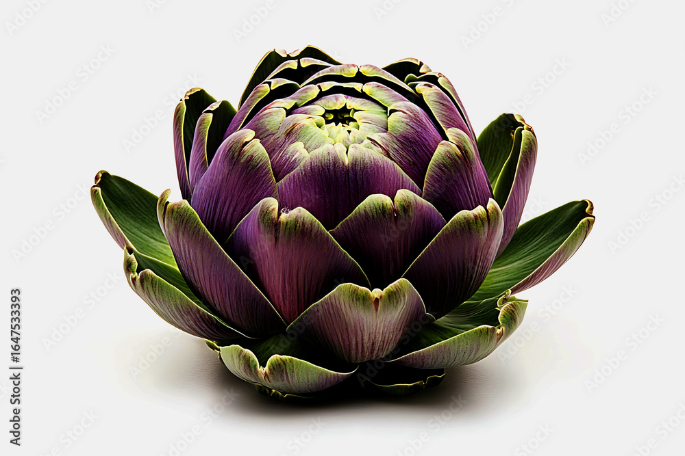 Fototapeta premium Fresh purple artichoke on a white background