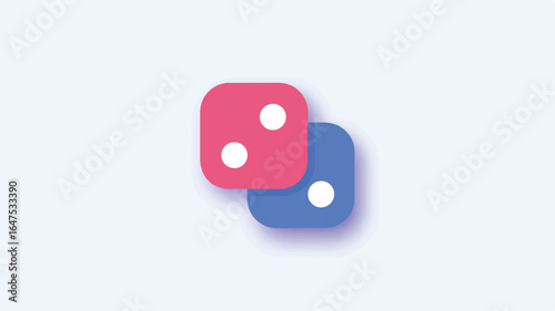 Two Rounded Square Dice Showing Two Dots Each on a Light Blue Gradient Background game gambling