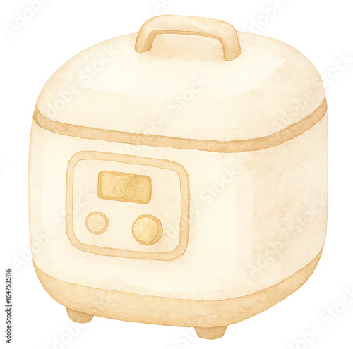 Cream White Watercolor Rice Cooker PNG