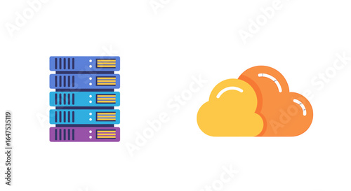 Data storage transition:  servers migrating to cloud computing.