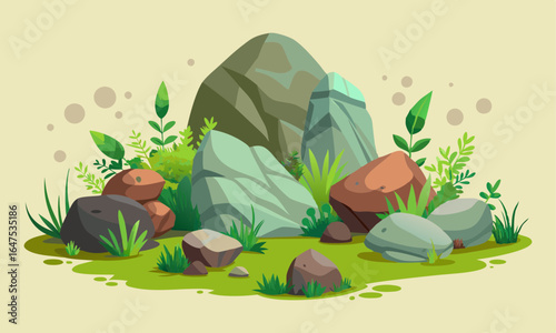 Download Empty Stone Caves Entrance In The Forest And Jungle. Wild Caves Opened On Lawn Among The Trees. Vector Illustrations . This Icon Concept Isolated Premium Vector. 