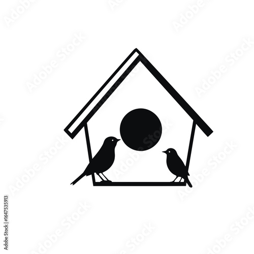 A simple wooden birdhouse with a roof, a home for a bird, is a charming symbol of nature's design