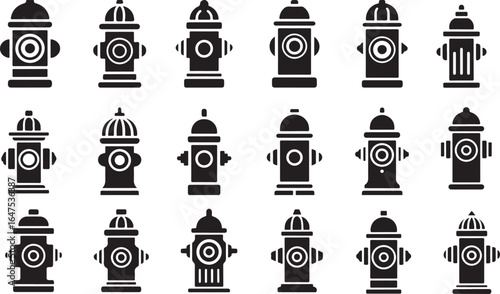 Fire Hydrant Icons in Black and White